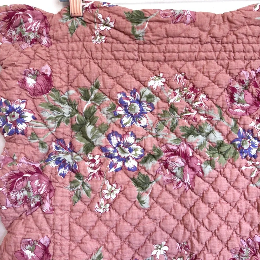 Amity Home Floral Cottage Country Garden Quilted Pillow Shams Reversible 26X27